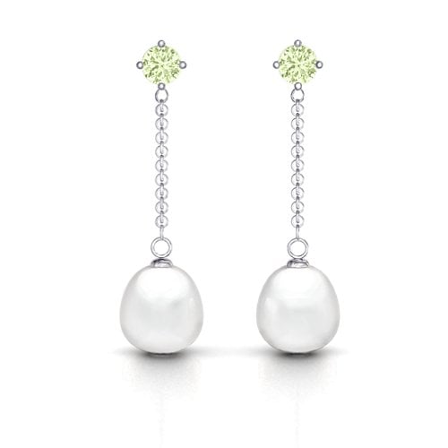 Elegant Solitaire Stud Freshwater Pearl Drop Earrings