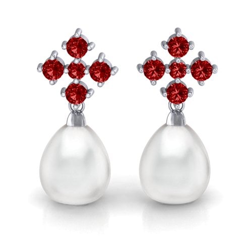 Freshwater Pearl Drop Earrings with Accents