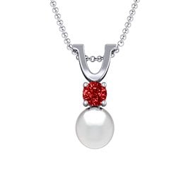 Round Solitaire with Freshwater Pearl Pendant Drop