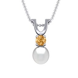 Round Solitaire with Freshwater Pearl Pendant Drop