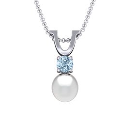 Round Solitaire with Freshwater Pearl Pendant Drop