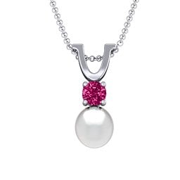 Round Solitaire with Freshwater Pearl Pendant Drop