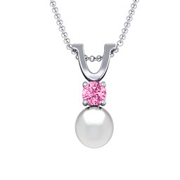 Round Solitaire with Freshwater Pearl Pendant Drop