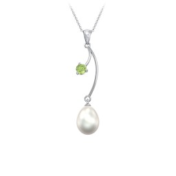 Freshwater Pearl Vine Pendant in 925 Sterling Silver with Peridot