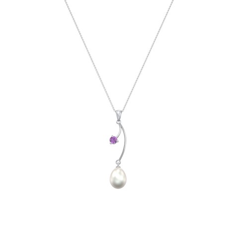 Freshwater Pearl Vine Pendant – Sterling Silver with Amethyst