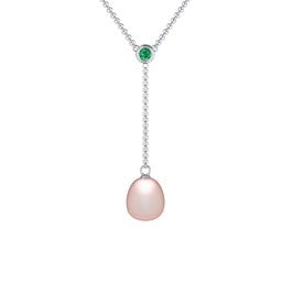 Freshwater Pearl Drop Pendant with Round Bezel Set Stone