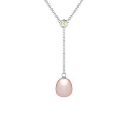 Freshwater Pearl Drop Pendant with Round Bezel Set Stone