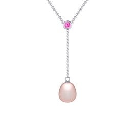 Freshwater Pearl Drop Pendant with Round Bezel Set Stone
