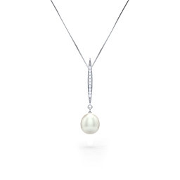 Pavé Bar Drop Pearl Pendant in