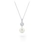 Sterling Silver Freshwater Pearl and Cubic Zirconia Drop Pendant