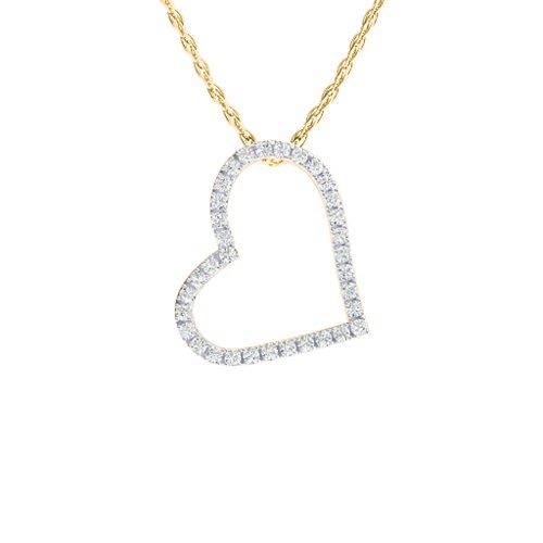 Pavé Heart Pendant with Diamond Accents – 10K Yellow Gold