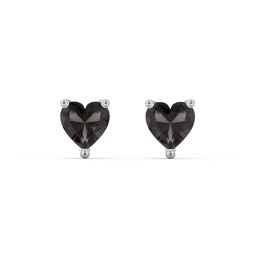 Heart Stud Earrings in 925 Sterling Silver with Smokey Quartz