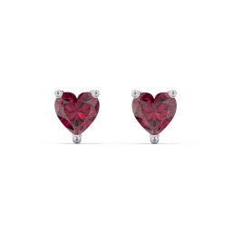 Heart Stud Earrings in 925 Sterling Silver with Ruby