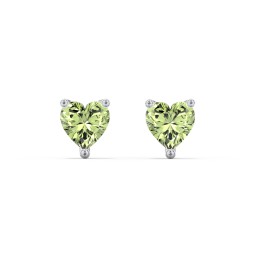 Heart Stud Earrings in 925 Sterling Silver with Peridot