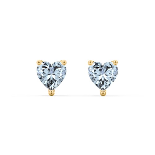 Heart Stud Earrings – 10K Yellow Gold with Aquamarine