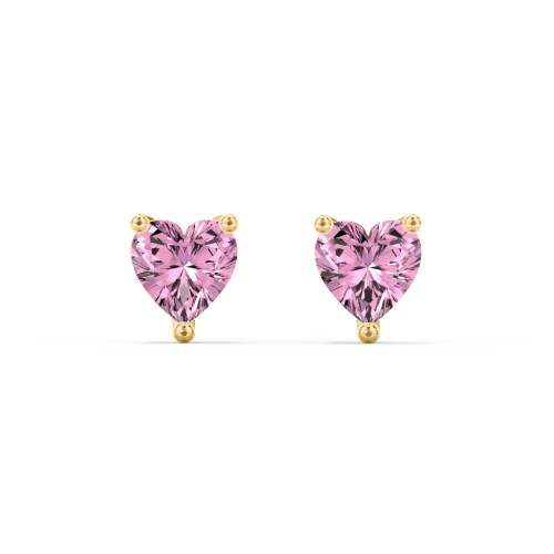 Heart Stud Earrings – 10K Yellow Gold with Pink Tourmaline
