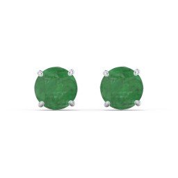 1 Carat Solitaire Stud Earrings in 925 Sterling Silver with Emerald