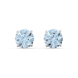 1 Carat Solitaire Stud Earrings in 925 Sterling Silver with Aquamarine