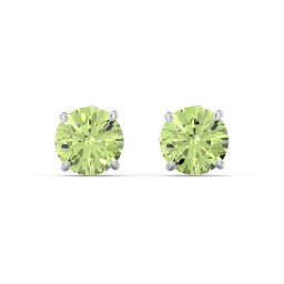 1 Carat Solitaire Stud Earrings in 925 Sterling Silver with Peridot