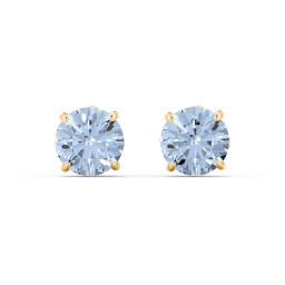 1 Carat Solitaire Stud Earrings in 10K Solid Yellow Gold with Aquamarine