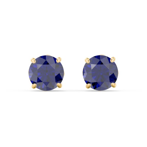 1 Carat Solitaire Stud Earrings – 10K Yellow Gold with Blue Sapphire