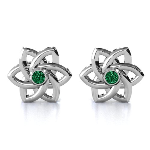 Celtic Star Earrings – Sterling Silver with Emerald