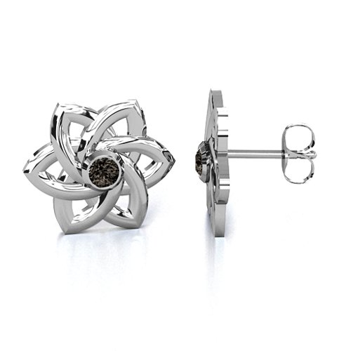 Celtic Star Earrings – Sterling Silver with Smokey Quartz