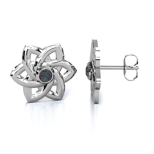 Celtic Star Earrings – Sterling Silver with Alexandrite