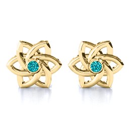 Celtic Star Earrings in 10K Solid Yellow Gold with Mint Premium Zirconia