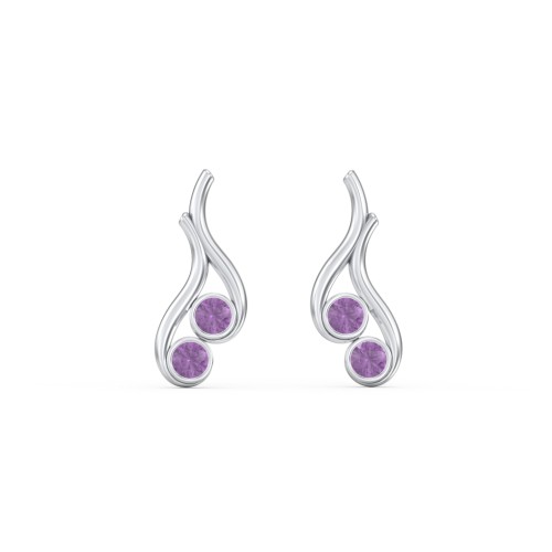 Multi Stone Raindrop Earrings – Sterling Silver with Amethyst