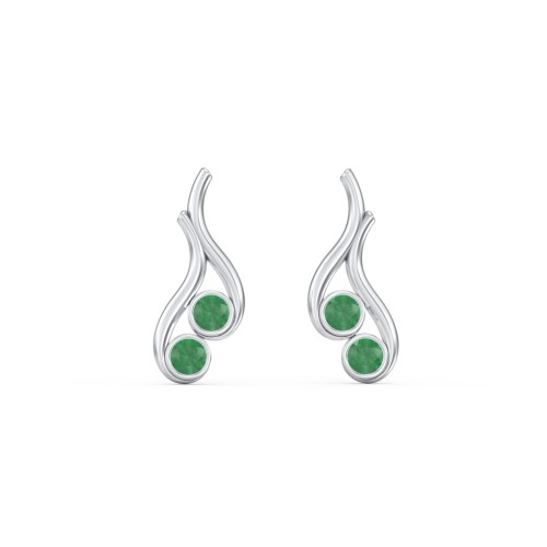 Multi Stone Raindrop Earrings – Sterling Silver with Emerald