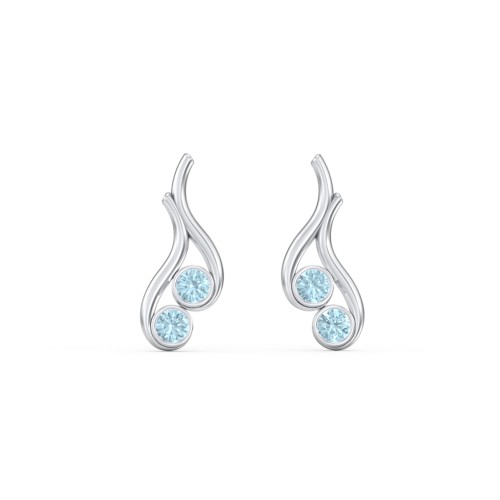 Multi Stone Raindrop Earrings – Sterling Silver with Blue Topaz