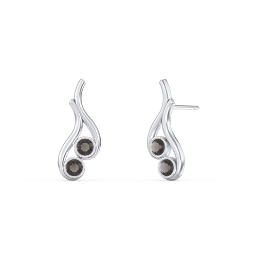 Multi Stone Raindrop Earrings – Sterling Silver with Smokey Quartz