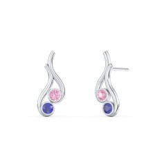 Multi Stone Raindrop Earrings – 10K Yellow Gold with Pink Tourmaline and Blue Sapphire