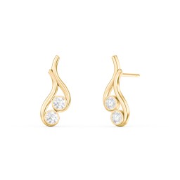 Multi Stone Raindrop Earrings in 10K Solid Yellow Gold with Diamond and Blue Topaz