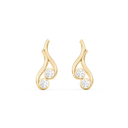 Multi Stone Raindrop Earrings – 10K Yellow Gold with Diamond