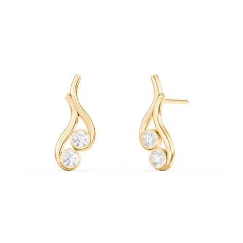 Multi Stone Raindrop Earrings – 10K Yellow Gold with Diamond