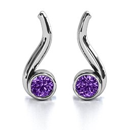 Swirl Drop Earrings in 925 Sterling Silver with Amethyst