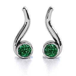 Swirl Drop Earrings in 925 Sterling Silver with Emerald