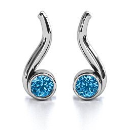 Swirl Drop Earrings in 925 Sterling Silver with Blue Topaz