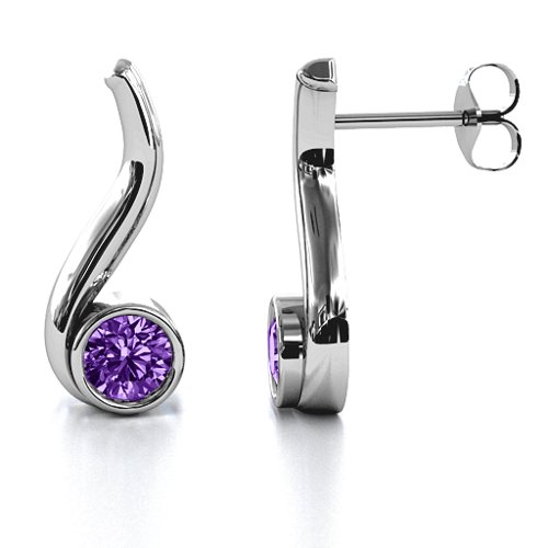 Swirl Drop Earrings – Sterling Silver with Amethyst
