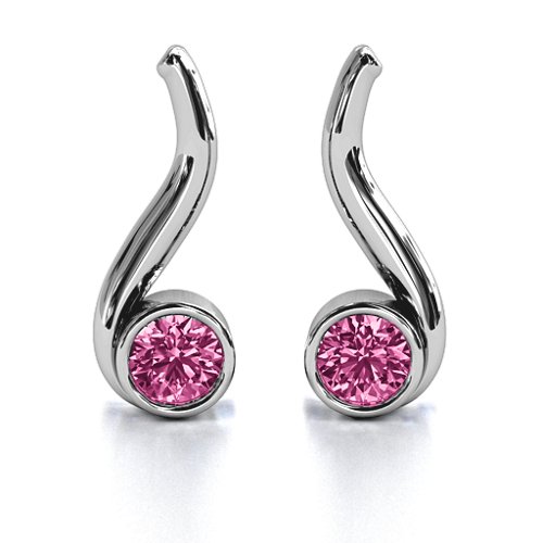 Swirl Drop Earrings – Sterling Silver with Pink Tourmaline