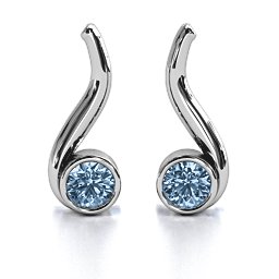 Swirl Drop Earrings in 925 Sterling Silver with Aquamarine