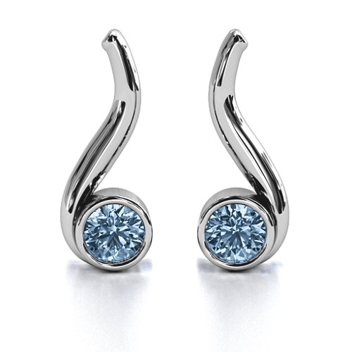 Swirl Drop Earrings – Sterling Silver with Aquamarine