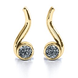 Swirl Drop Earrings in 10K Solid Yellow Gold with Cubic Zirconia