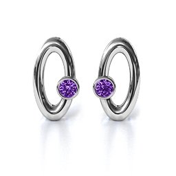 Orbital Stud Earrings in 925 Sterling Silver with Amethyst