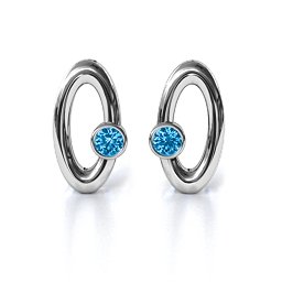Orbital Stud Earrings in 925 Sterling Silver with Blue Topaz