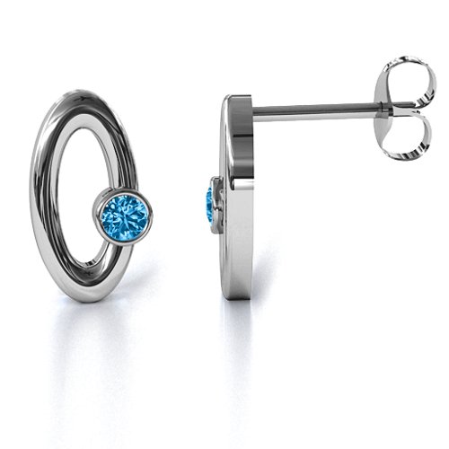 Orbital Stud Earrings – Sterling Silver with Blue Topaz