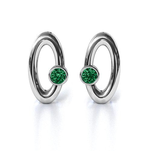 Orbital Stud Earrings – Sterling Silver with Emerald