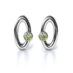 Orbital Stud Earrings in 925 Sterling Silver with Peridot